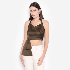 Pleated Bow Crop Top