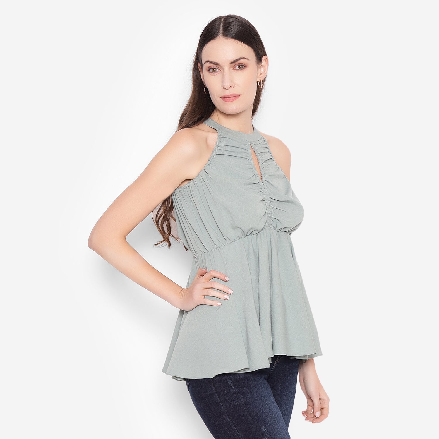 Gathered Top With Key Hole