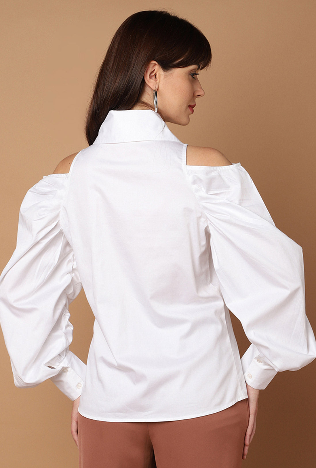 Ivory Shirt with Cold Shoulders