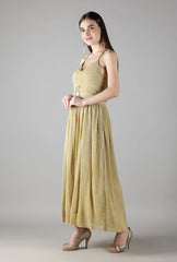Golden Pleated Cocktail Dress