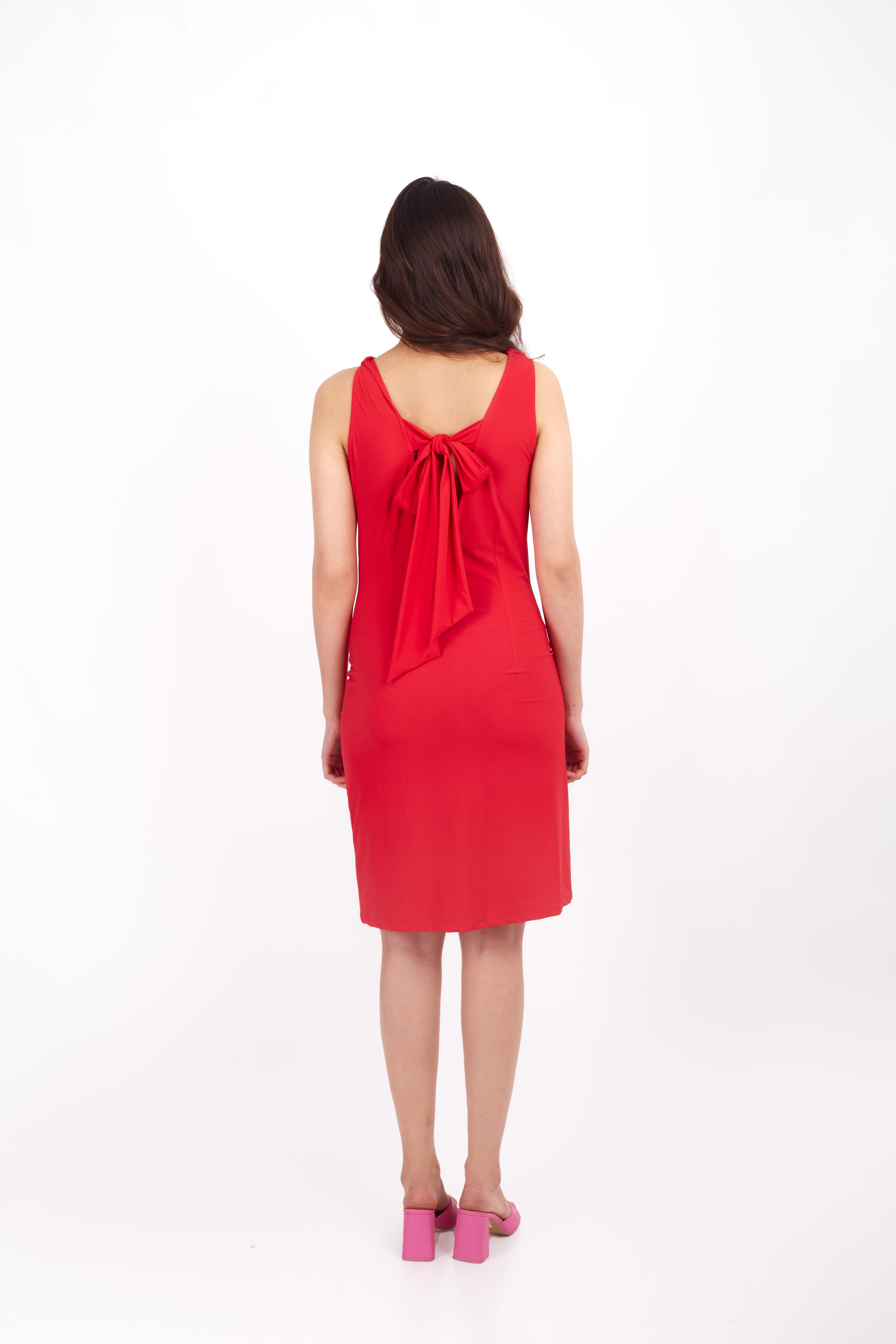 Red Bodycon Cowl Neck Dress